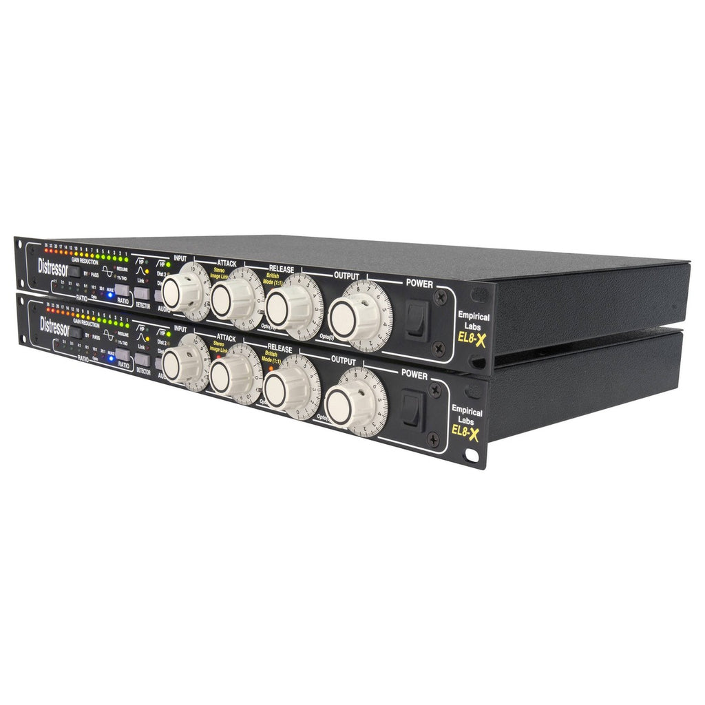 Empirical Labs EL8X-S Distressor compressor with control knobs and meters for professional audio processing.