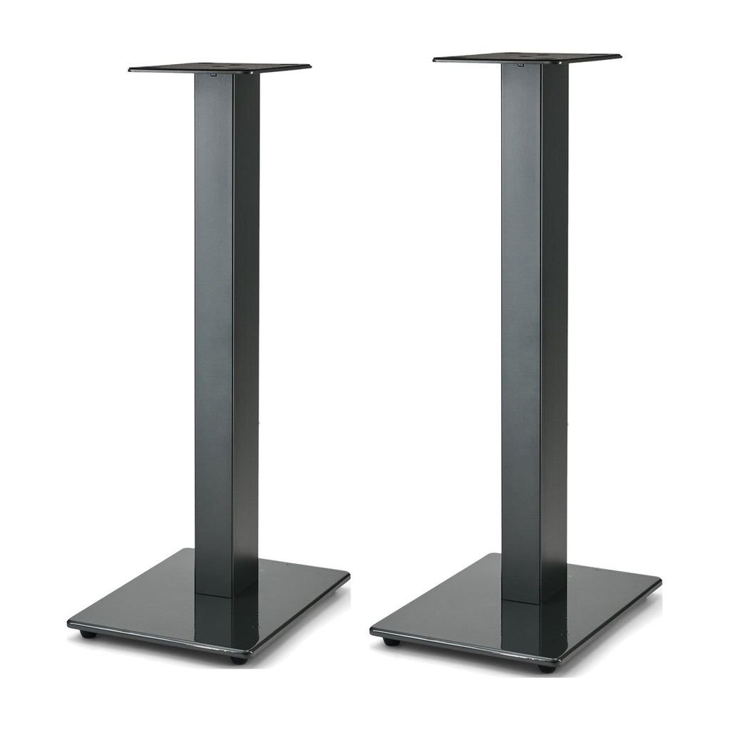 Essentials Kontur 60 black steel floor speaker stands, pair, front view