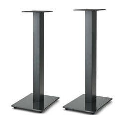 Essentials Kontur 60 black steel floor speaker stands, pair, front view