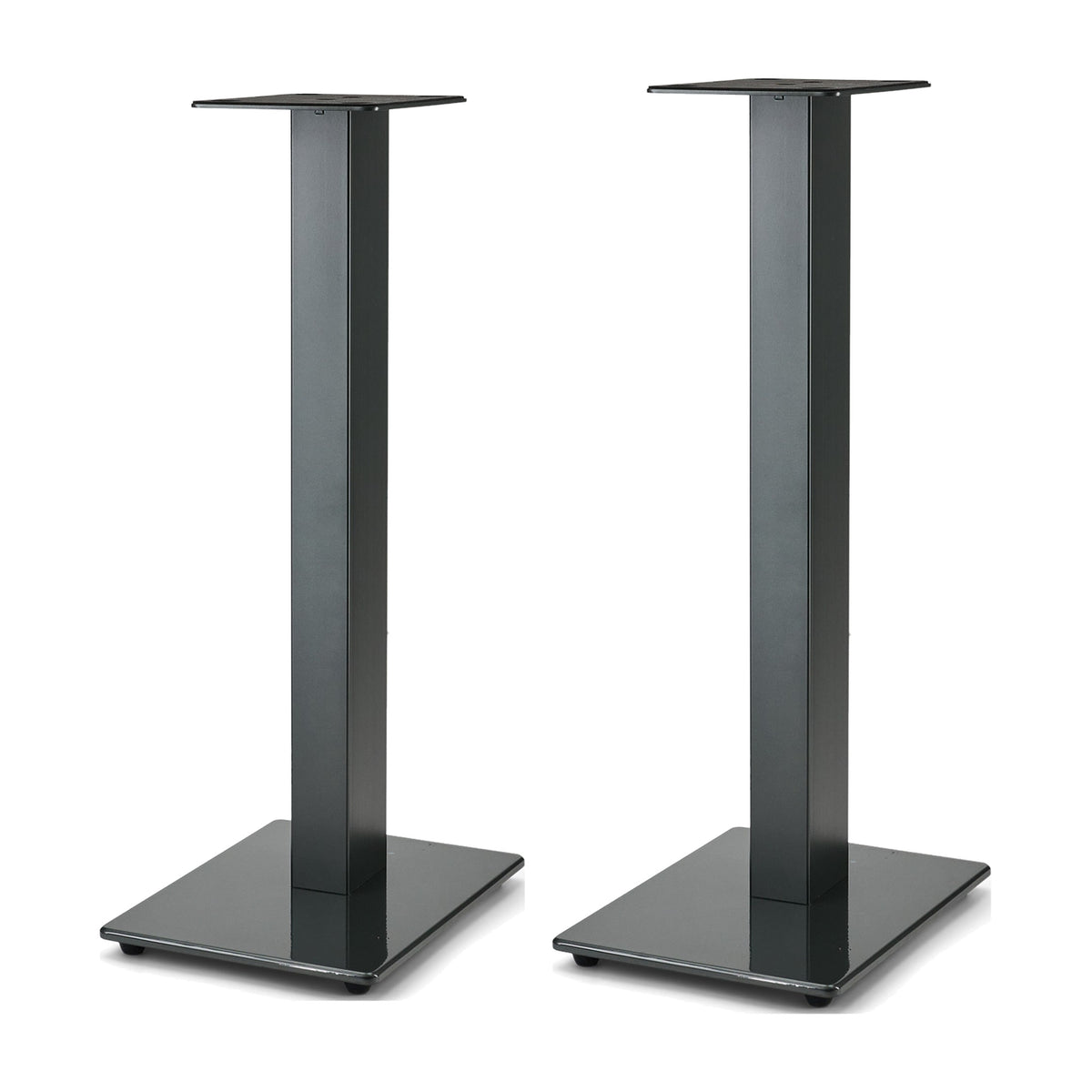 Essentials Kontur 60 black steel floor speaker stands, pair, front view
