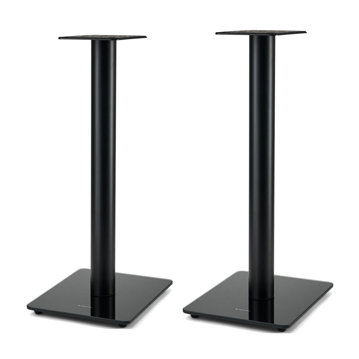Essentials Monno 60 black floor speaker stands, pair, front view