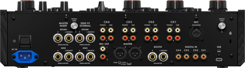 AlphaTheta Euphonia DJ mixer with multiple knobs and sliders, professional audio equipment for mixing music.