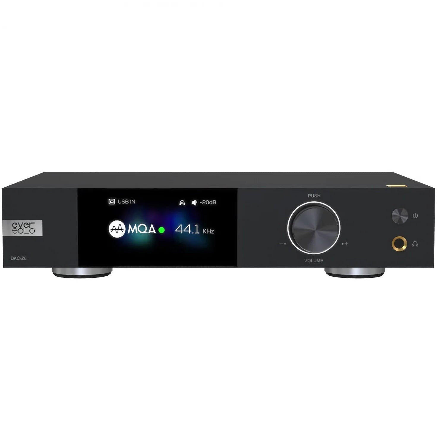 Eversolo DAC-Z8 desktop DAC and headphone amplifier, front display, hero