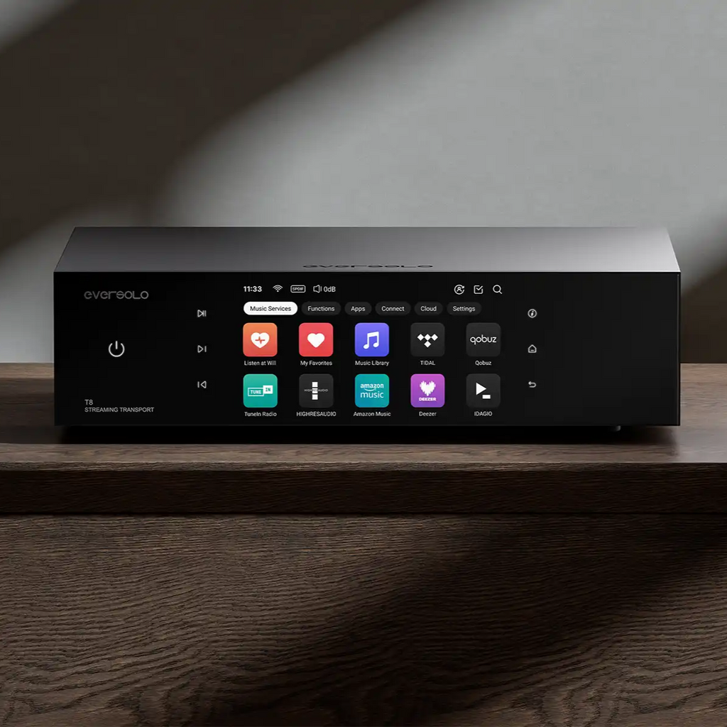 Eversolo T8 music streaming transport, lifestyle banner