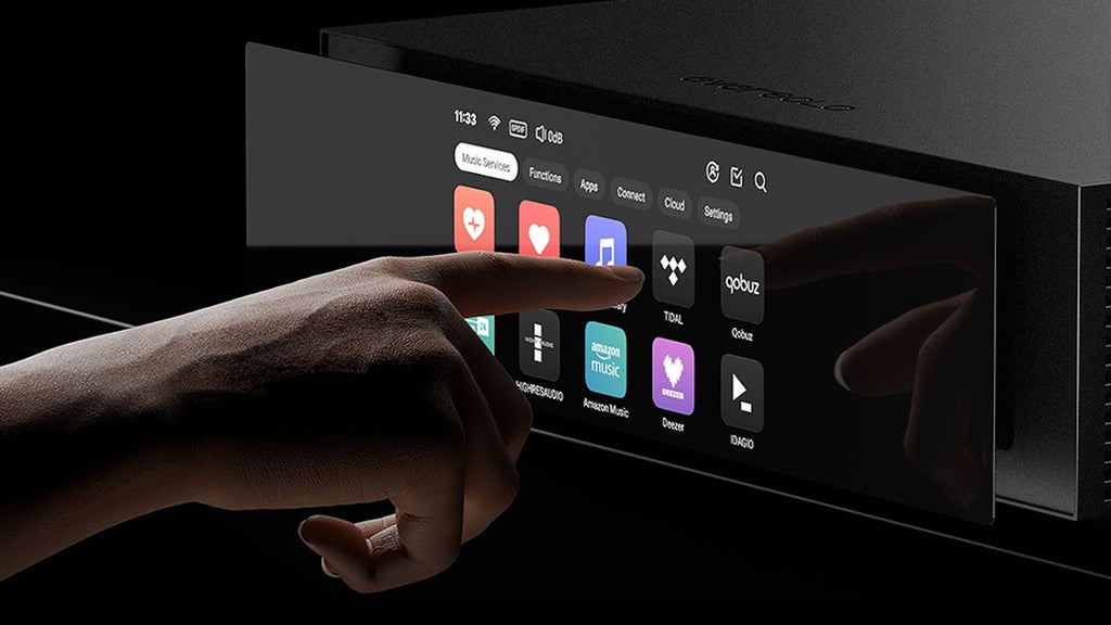 Eversolo T8 music streaming transport, touchscreen interface detail
