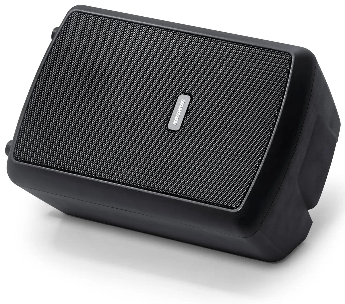 Samson Expedition Explor PA speaker system with horizontal layout and black enclosure, designed for portable sound reinforcement.