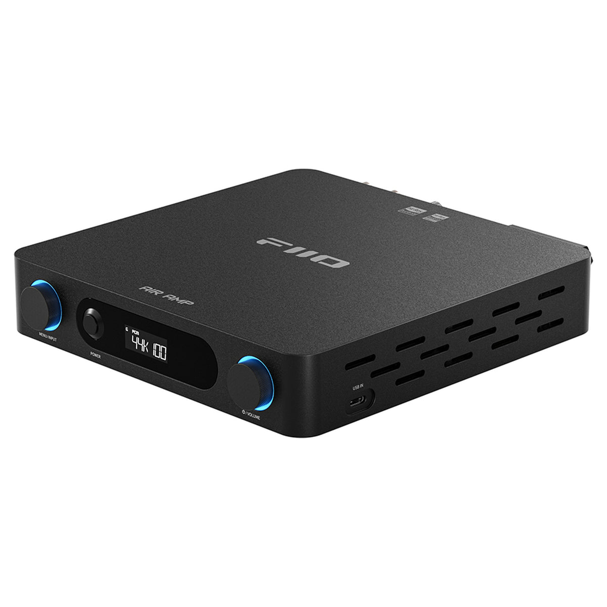 FiiO AIR AMP, Black, three-quarter front view