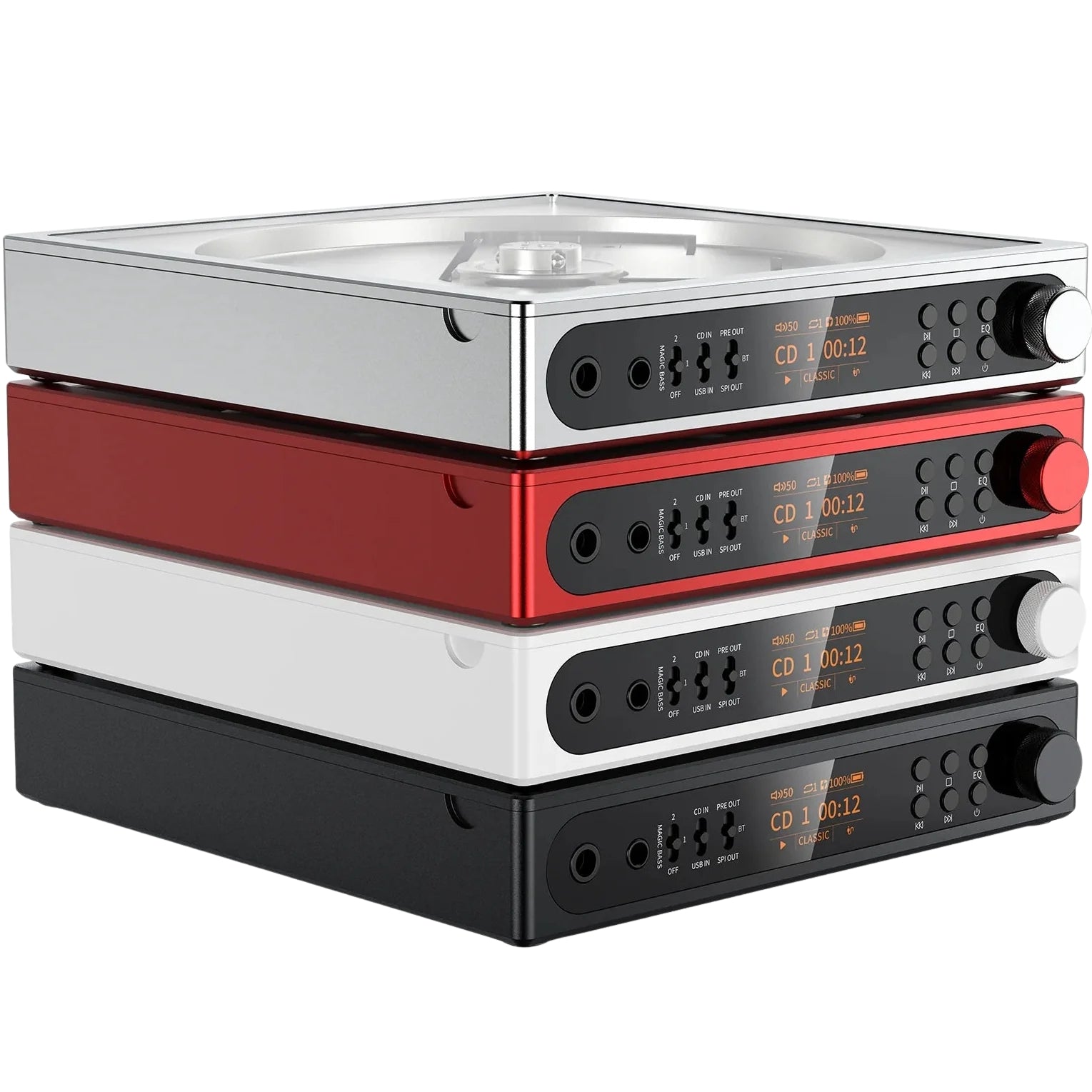 FiiO DM15 R2R portable CD player in silver, front view