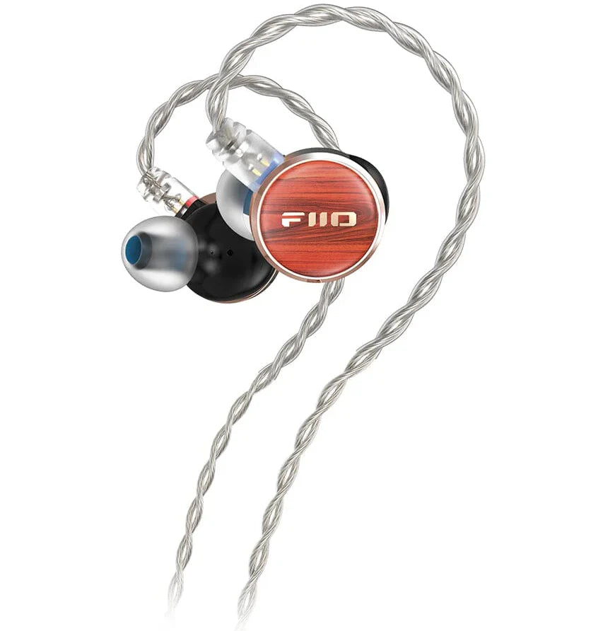 FiiO FP3 wired in-ear monitors, black, close-up.