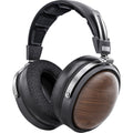 FiiO FT1 closed-back over-ear headphones with walnut wood cups, in black
