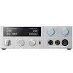 FiiO K15 headphone amplifier and DAC with AK4497S2 chip, featuring a sleek design and multiple input options for high-quality audio.