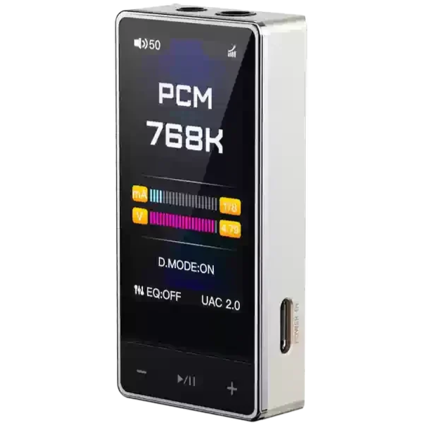 FiiO QX13 portable DAC and headphone amplifier with carbon fiber finish and ES9027S Pro chip for high-quality audio.