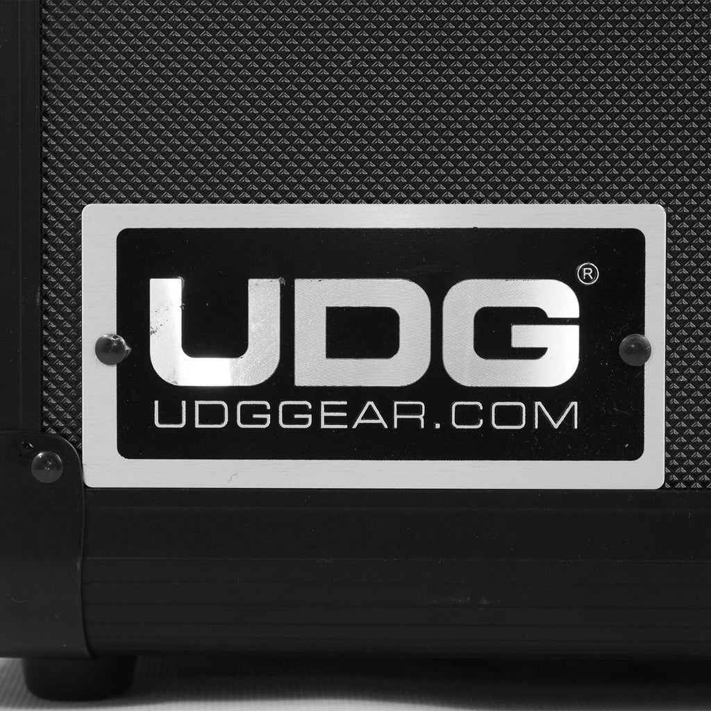 UDG Ultimate Pick Foam Flight Case for AlphaTheta DDJ-GRV6 DJ controller with custom foam padding and logo plate.