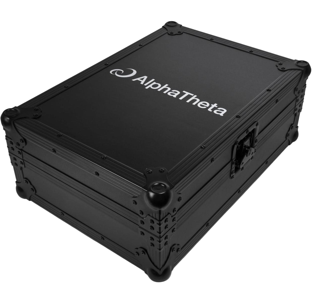 Closed AlphaTheta FLT-3000X DJ flight case designed for CDJ-3000X, durable black case with secure latches and protective padding.