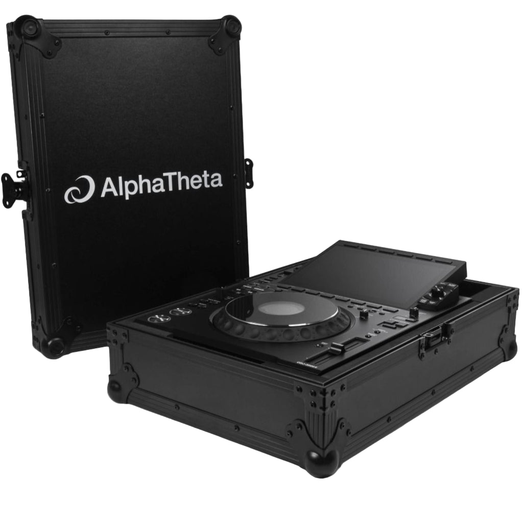AlphaTheta FLT-3000X DJ flight case with open lid, designed for CDJ-3000X, durable protective case for professional DJ equipment.