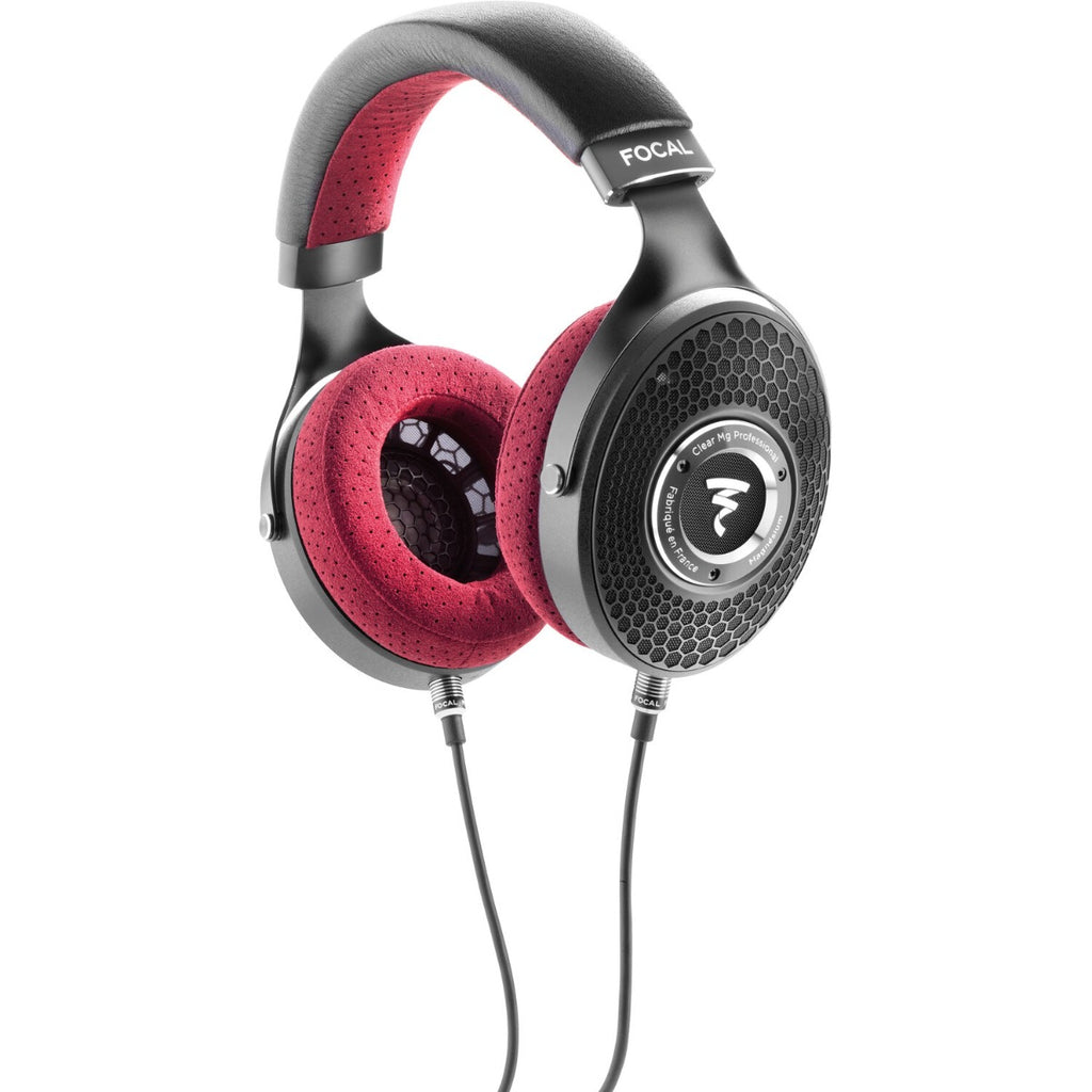 Focal Clear MG Professional open-back headphones, black, rear view.
