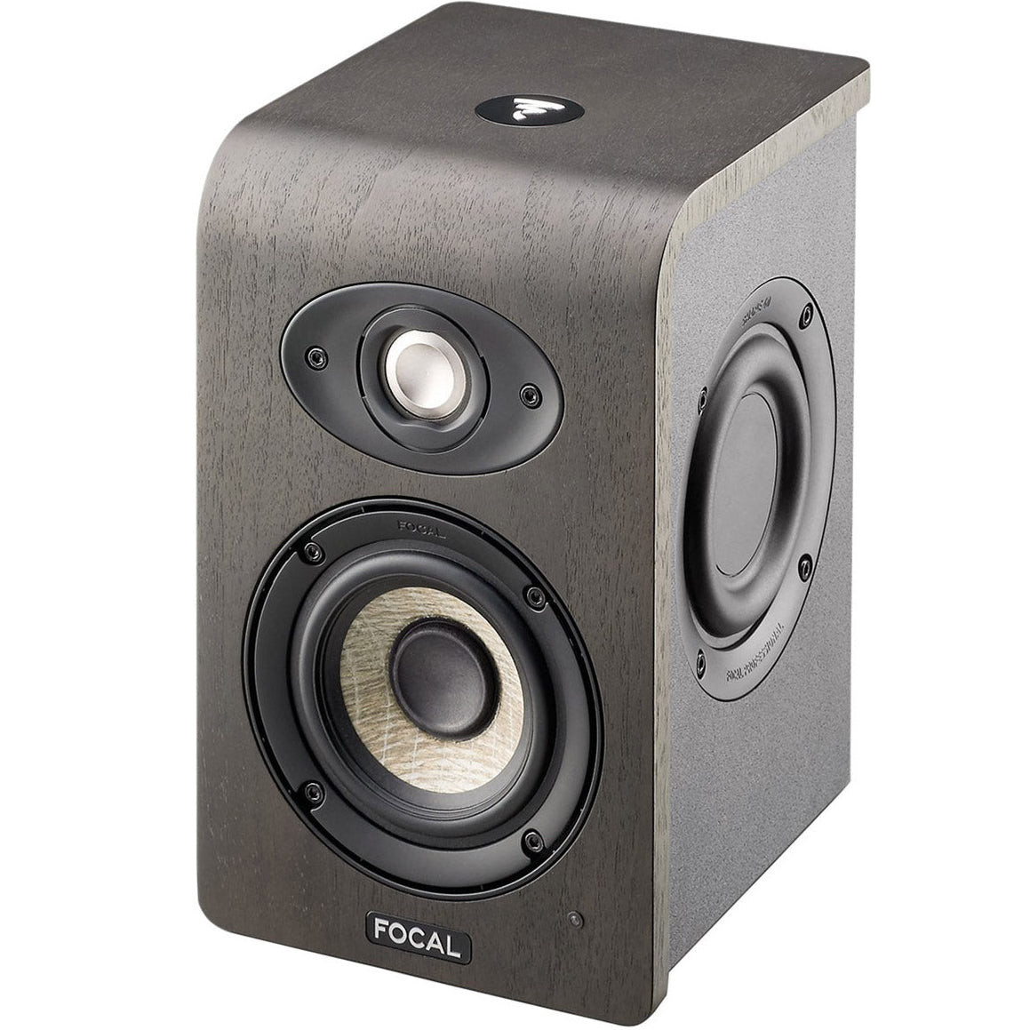 Focal Shape 40 active nearfield monitors showing sleek black speaker units with control panels on a studio desk.