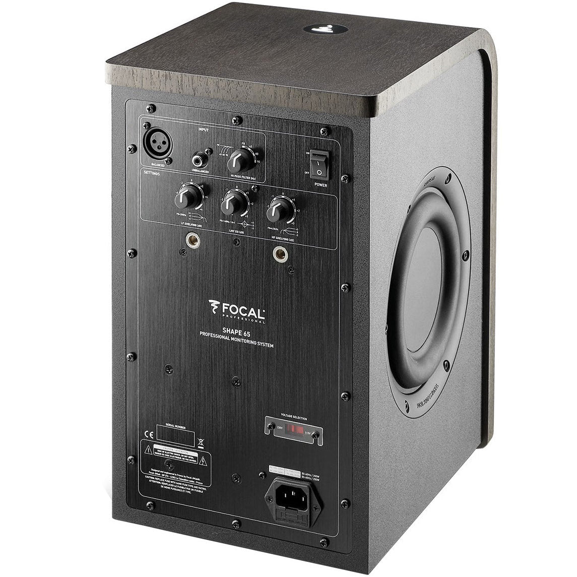 Focal Shape 65 active nearfield monitor speakers with sleek black finish and compact design for professional audio mixing.
