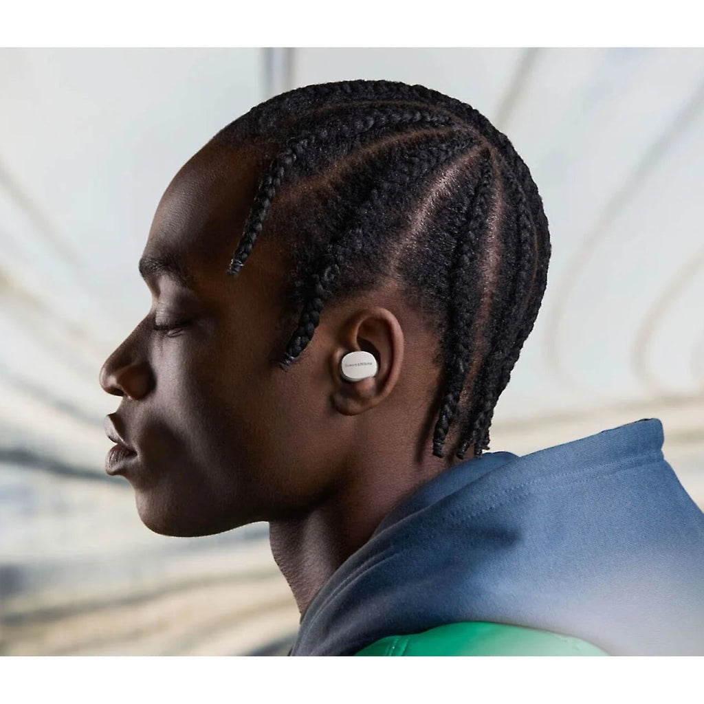 Bowers & Wilkins Pi6 wireless in-ear headphones with sleek black design and in-ear fit, showcasing the compact earbud style.