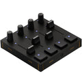 Intech Studio PBF4 Series 3 MIDI controller with grid layout, black and silver design, and various control buttons.
