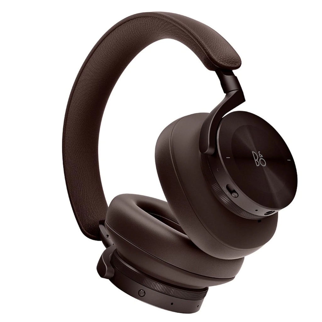 Side view of Bang & Olufsen Beoplay H95 wireless headphones in chestnut color, showing ear cushions and sleek design.