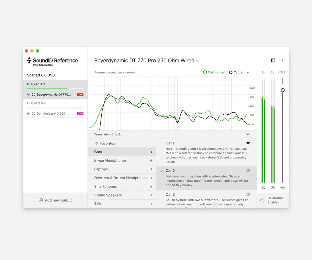 Sonarworks SoundID Reference headphones calibration software interface with headphones for music production accuracy.