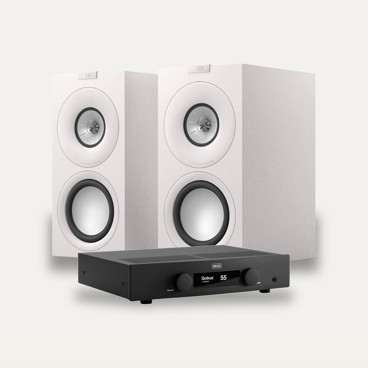 Hegel H150 + KEF Q Concerto Meta Streaming System – Amplifier Colour Black, Speaker Finish Satin White