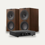 Hegel H150 + KEF Q Concerto Meta Streaming System – Amplifier Colour Black, Speaker Finish Walnut