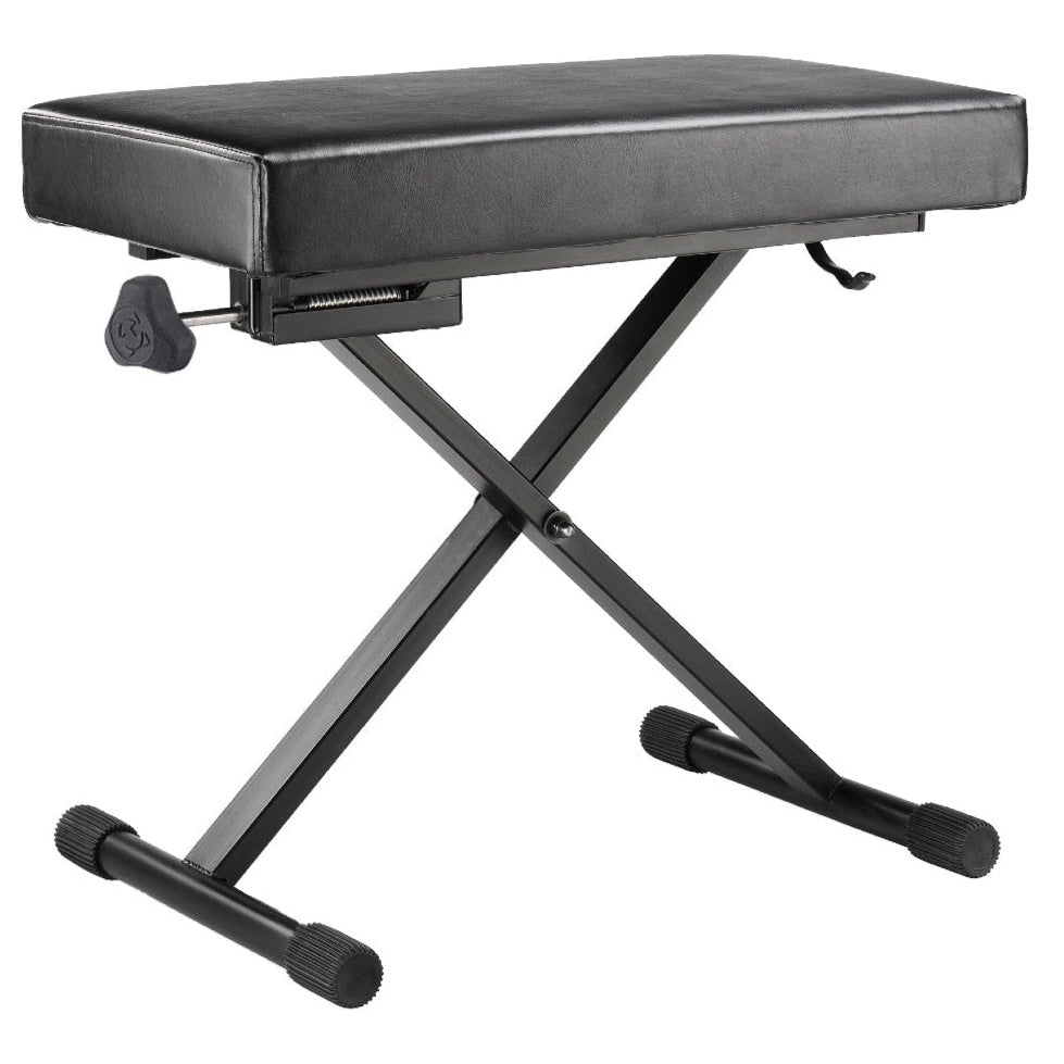 Hercules Stands KB200 keyboard stand with black adjustable metal frame for supporting electronic keyboards.