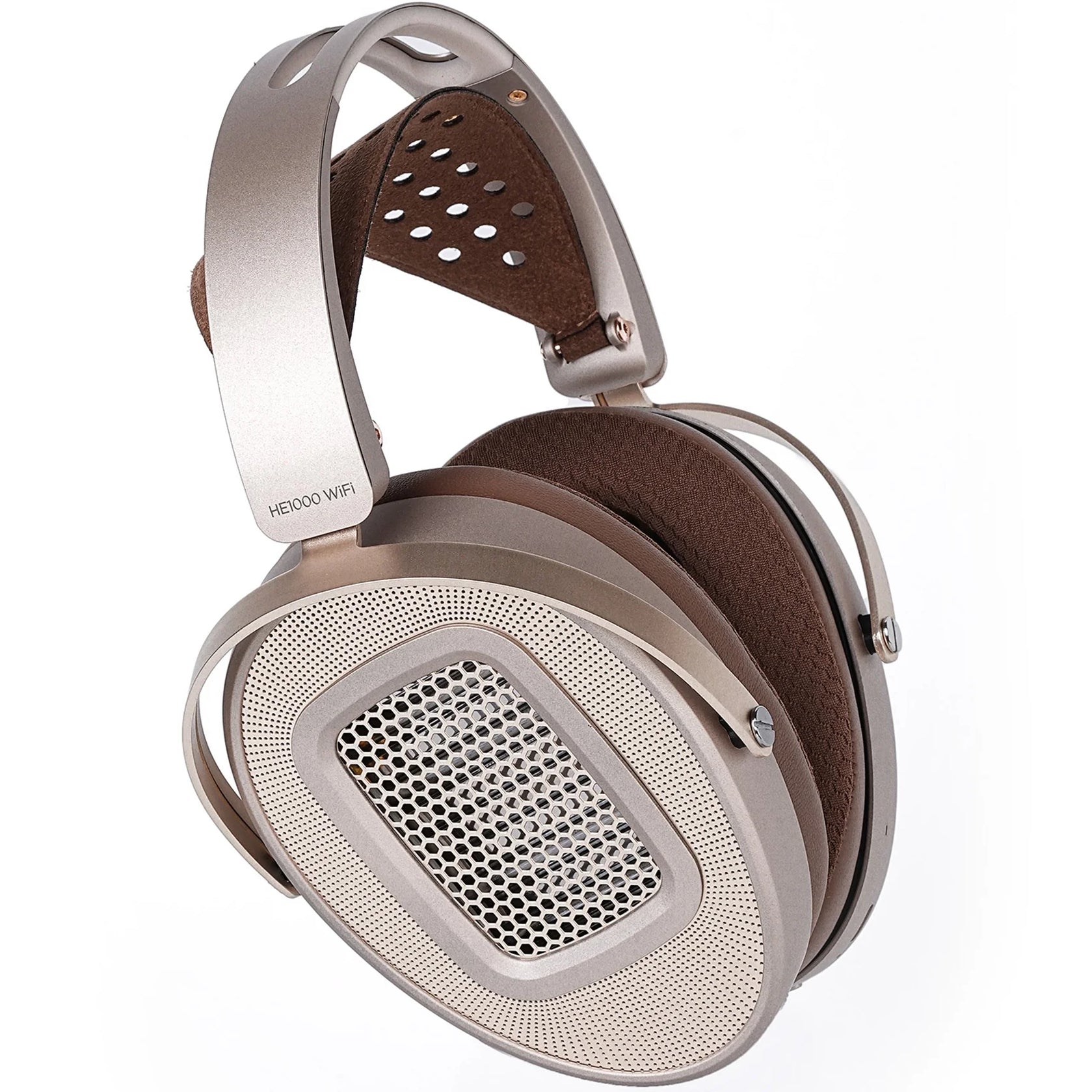 HiFiMAN HE1000 WiFi wireless headphones with sleek design and over-ear build, featuring comfortable ear cups and modern styling.