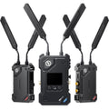 Hollyland Cosmo C2 wireless video transmission system with 2 transmitters and 1 receiver, used for professional video broadcasting.