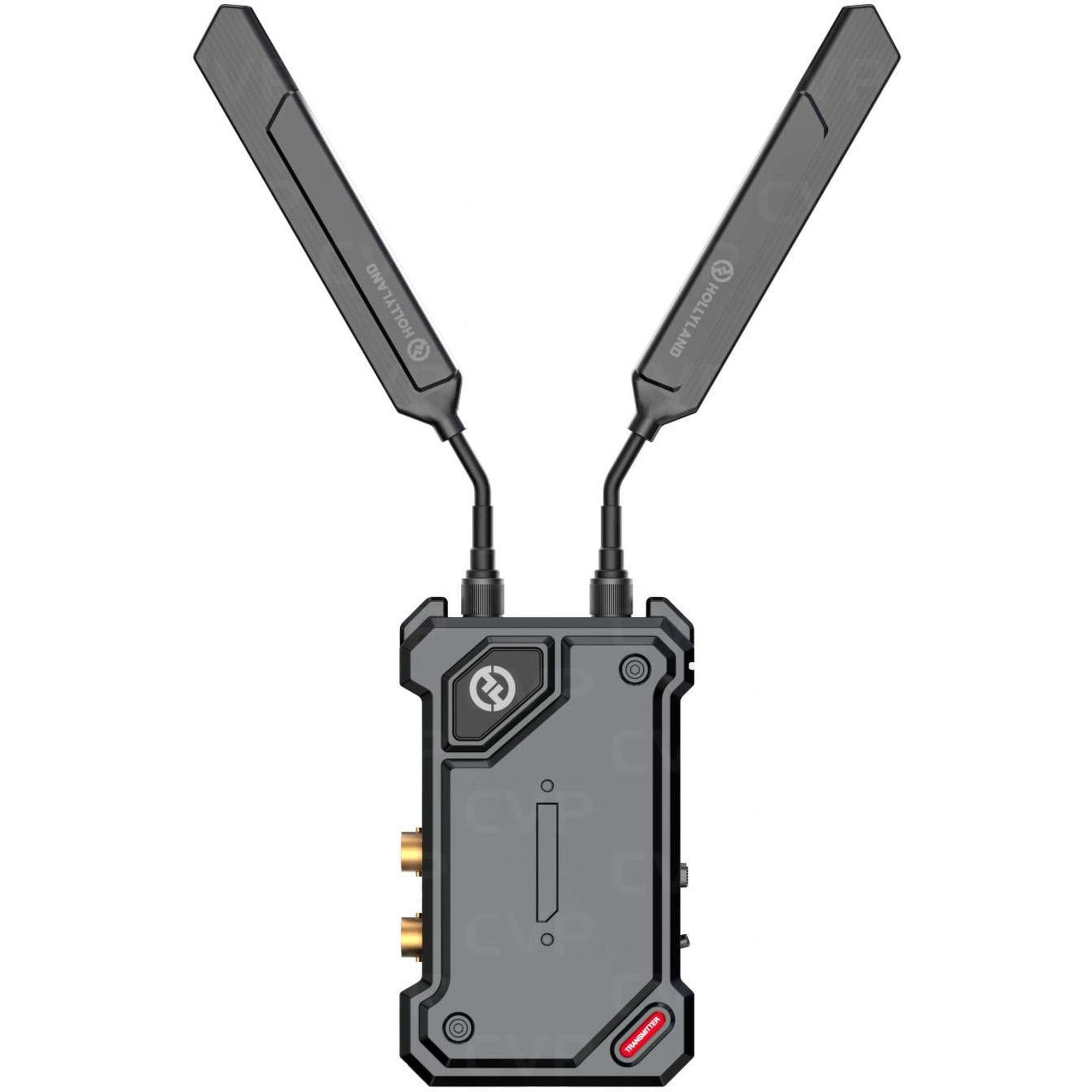 Hollyland Cosmo C2 wireless video transmitter attached to camera for high-quality wireless video transmission.