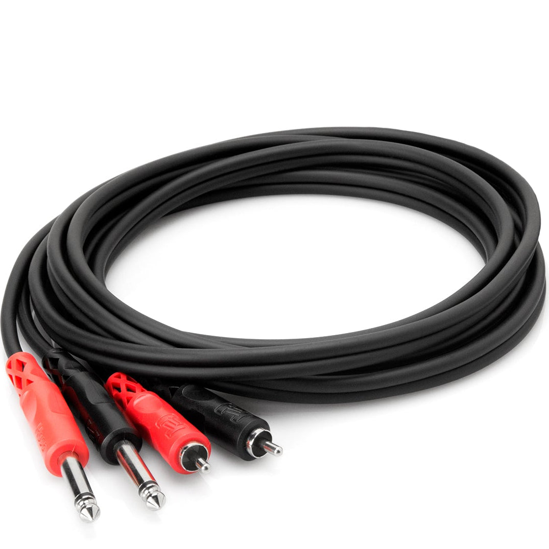 Hosa CPR-202 Dual 6.3mm TS - Dual RCA Cable 2m, coiled cable view