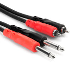 Hosa CPR-202 Dual 6.3mm TS - Dual RCA Cable 2m, full cable view