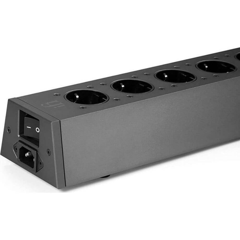 SilentPower PowerStation power supply with multiple outlets and LED indicators, showcasing sleek design and robust build.