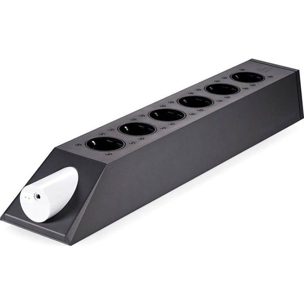 SilentPower PowerStation power supply with multiple output ports and a sleek design, showcasing its durable build and features.