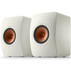 KEF LS50 Meta passive bookshelf speakers with sleek black cabinets and high-quality drivers for detailed sound reproduction.