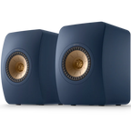 KEF LS50 Meta passive bookshelf speakers shown in black with sleek design and compact size, ideal for high-quality home audio.