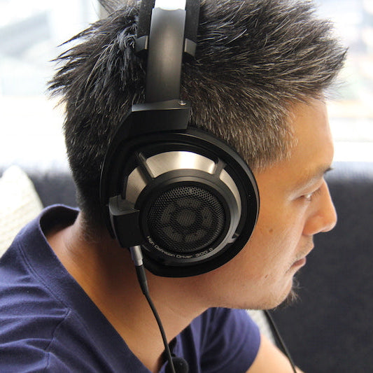 Sennheiser HD 800 S open-back headphones with large ear cups and sleek design, detailed view of the high-fidelity audio gear