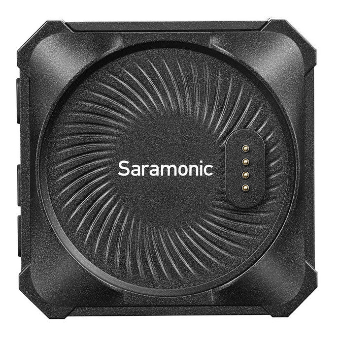 Saramonic BlinkMe B2 creator wireless microphone system with compact transmitter and receiver for high-quality audio recording.