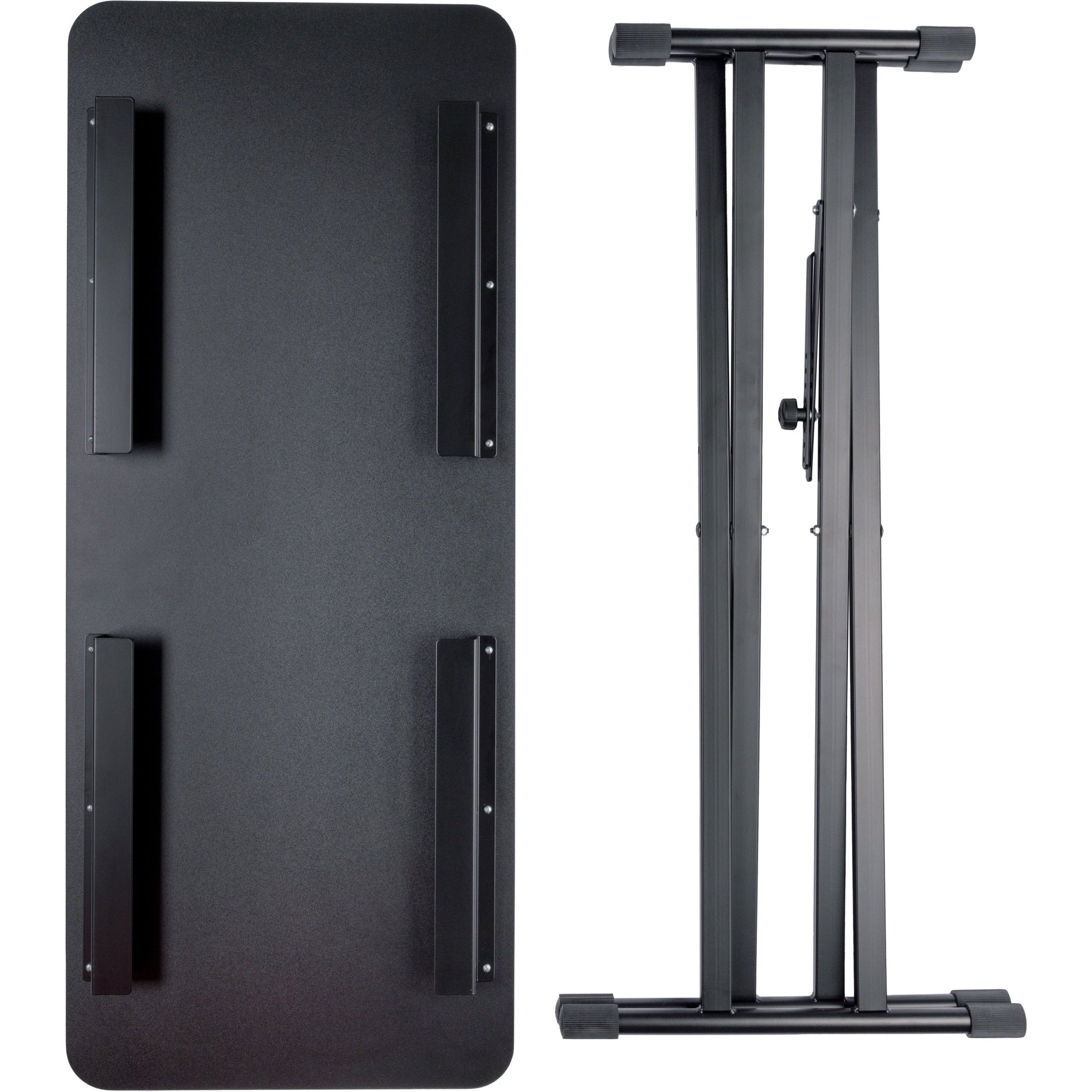 K&M 18900 keyboard stand with adjustable height and black finish, supporting electronic keyboards securely.