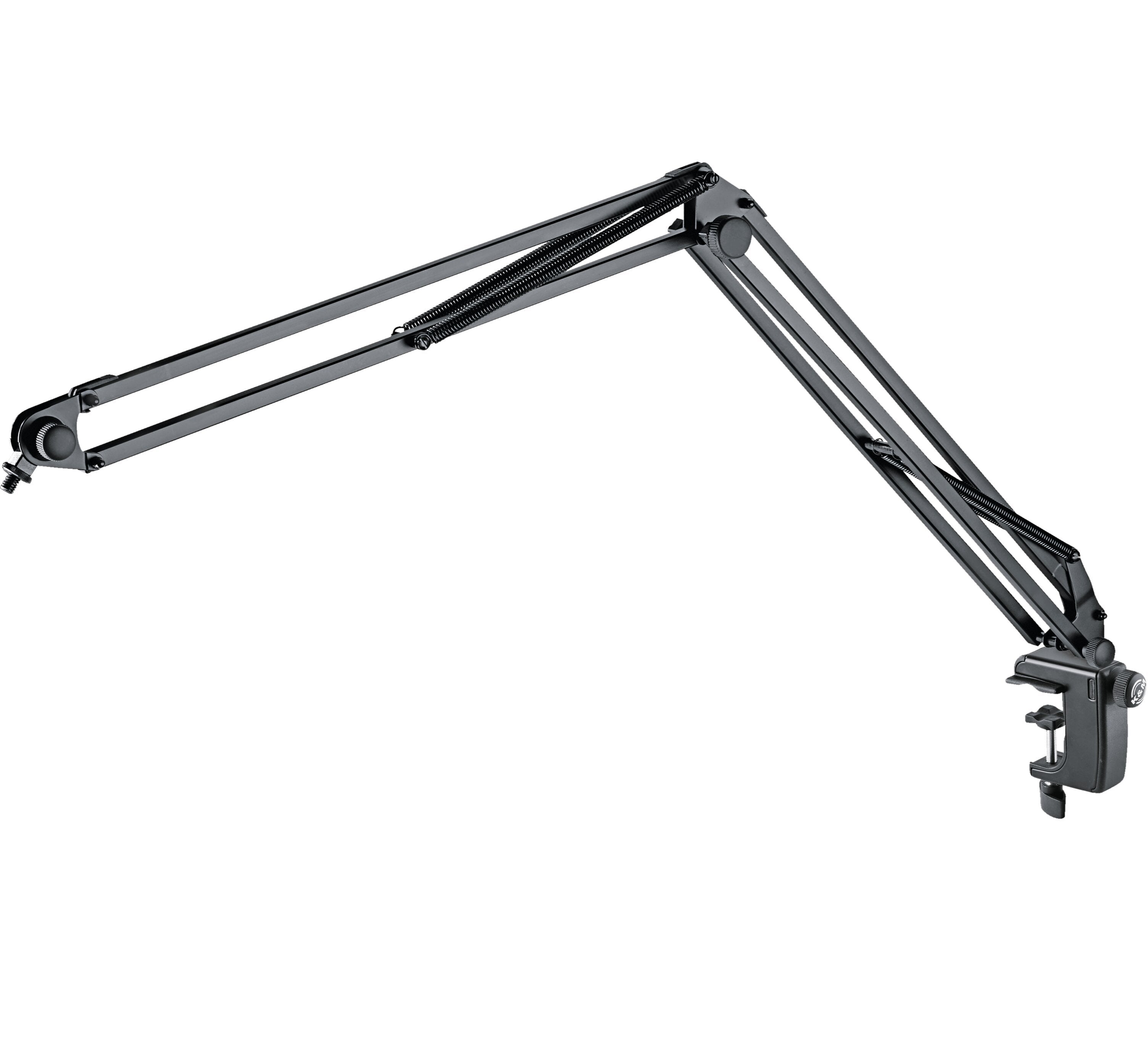 K&M 23840 microphone desk arm, side view of boom arm