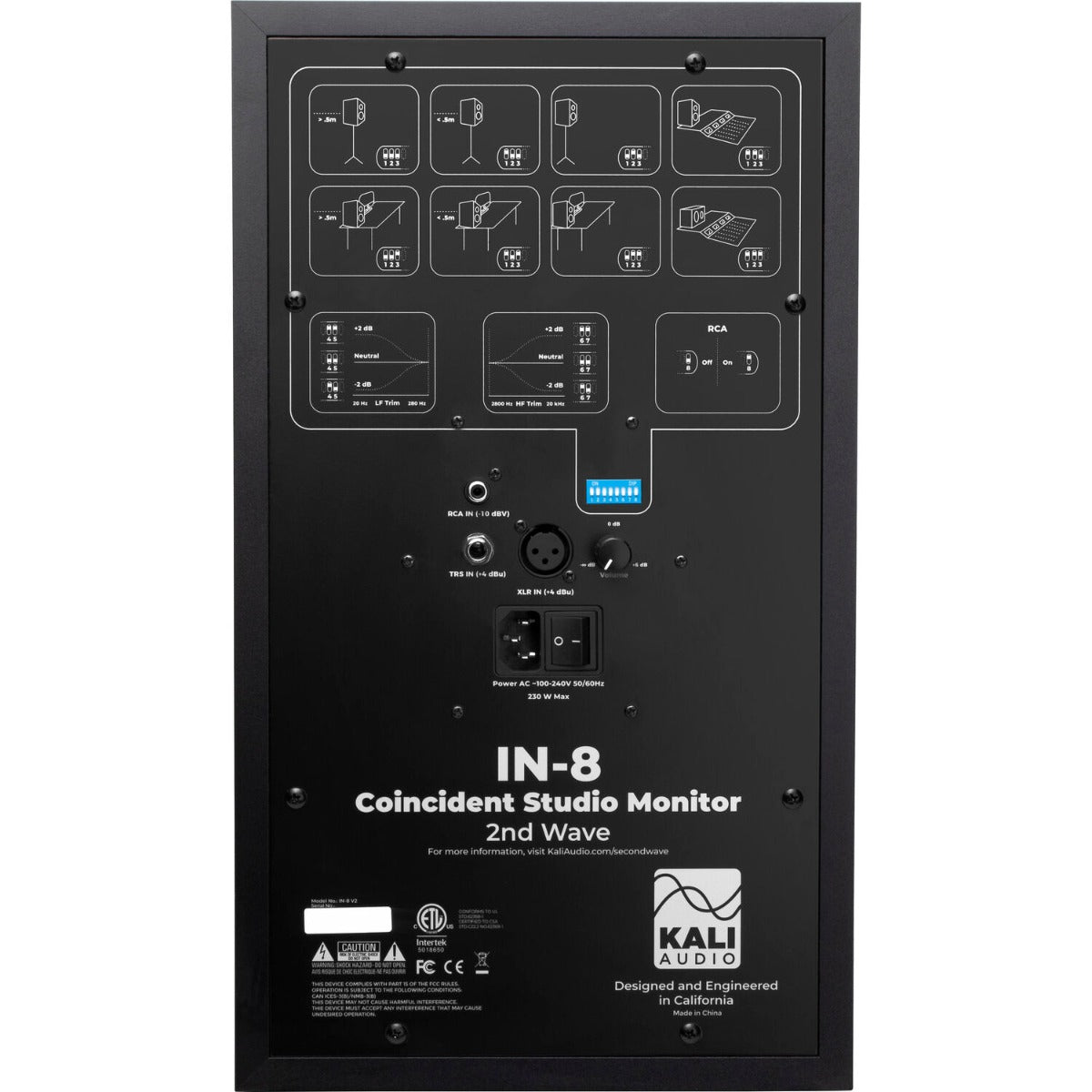 Kali Audio IN-8 V2 active nearfield monitors, in black, front view