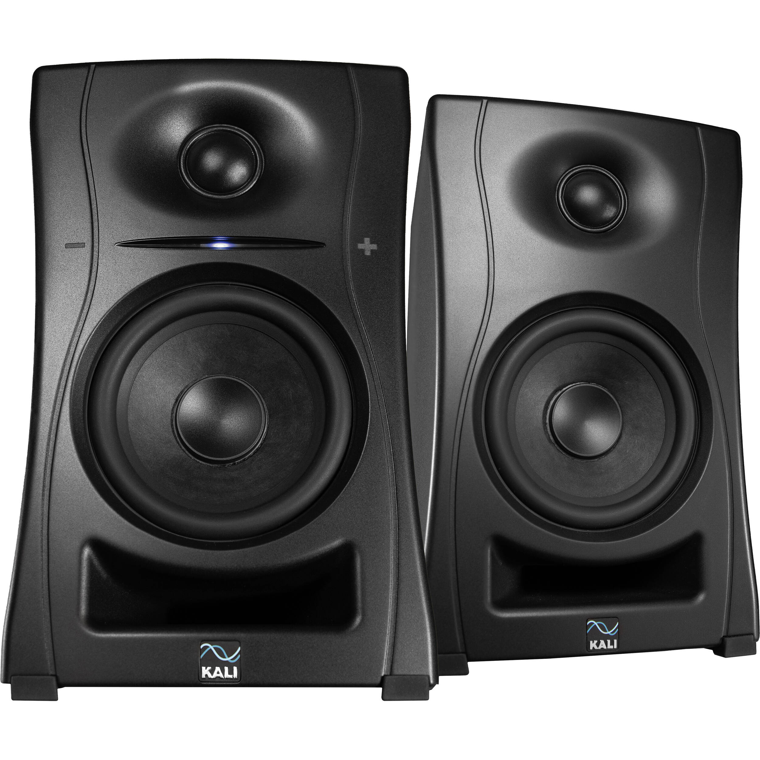 Kali Audio LP-UNF active nearfield monitors, black front view 2
