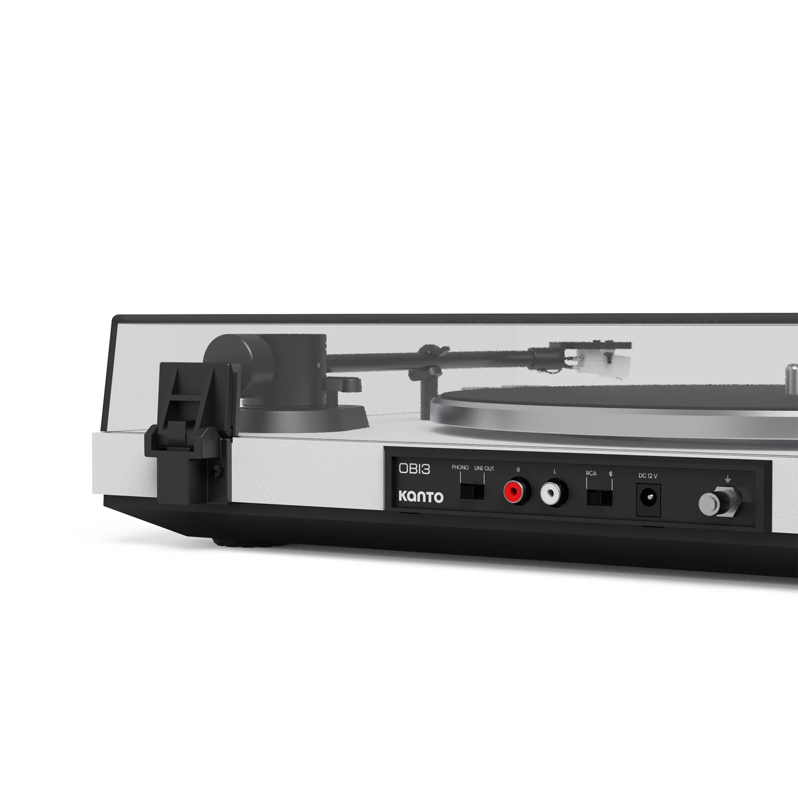 Kanto Audio OBI3 turntable, in black, rear view
