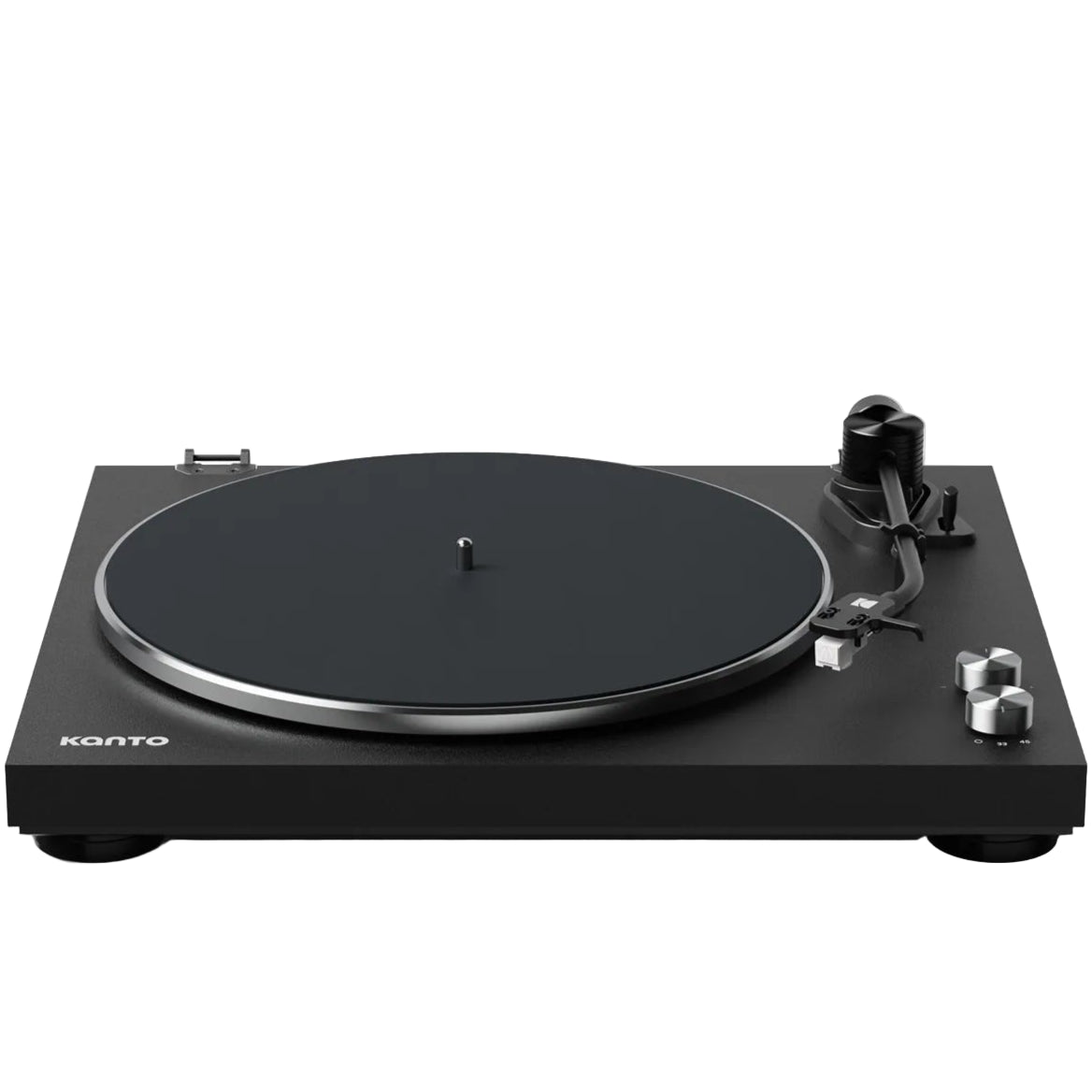 Kanto Audio OBI3 turntable, in blue, front view