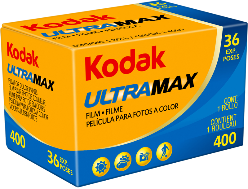 Kodak 135 Ultramax 400 35mm film, packaging view