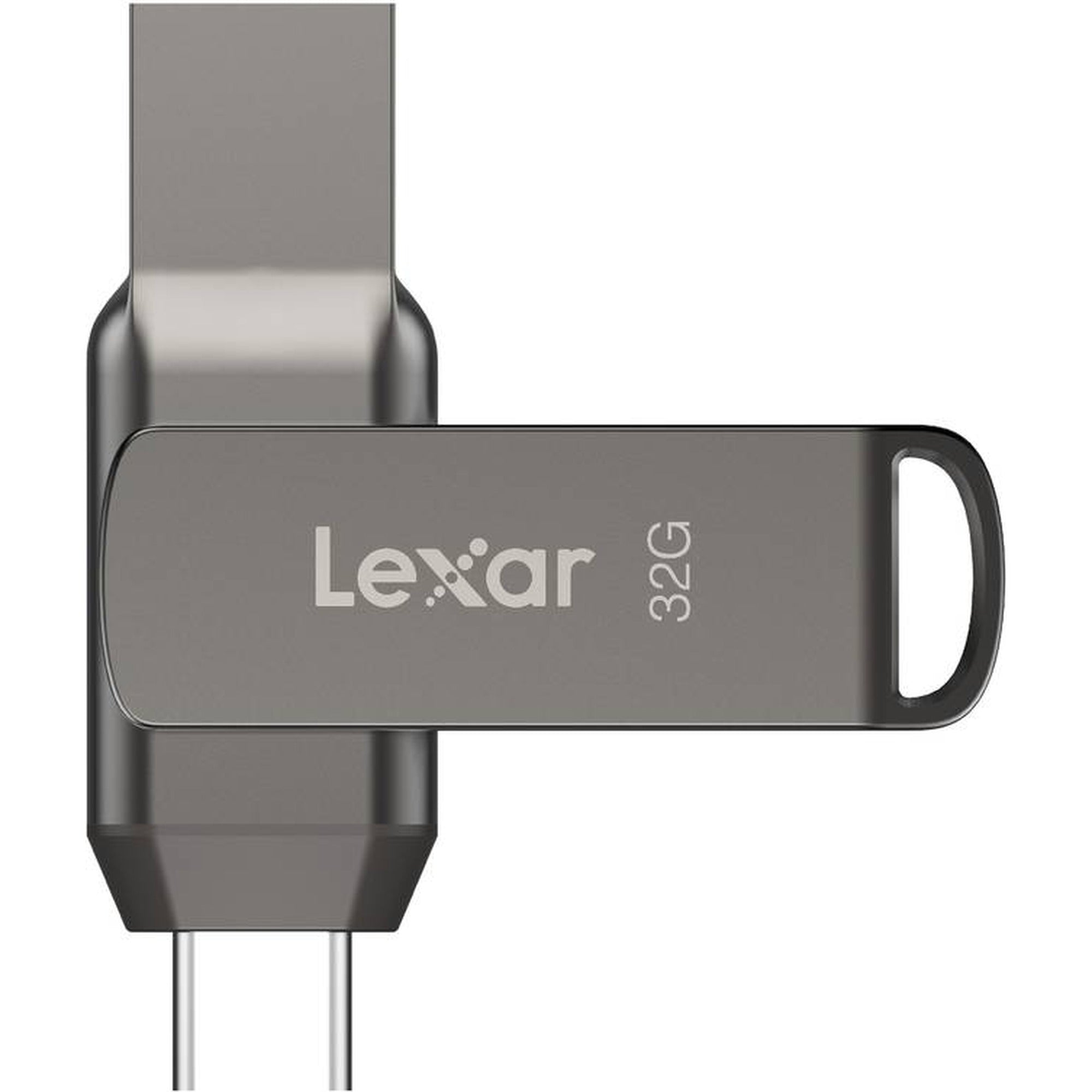 Lexar JumpDrive Dual Drive D400 USB stick, hero front view with USB-C connector