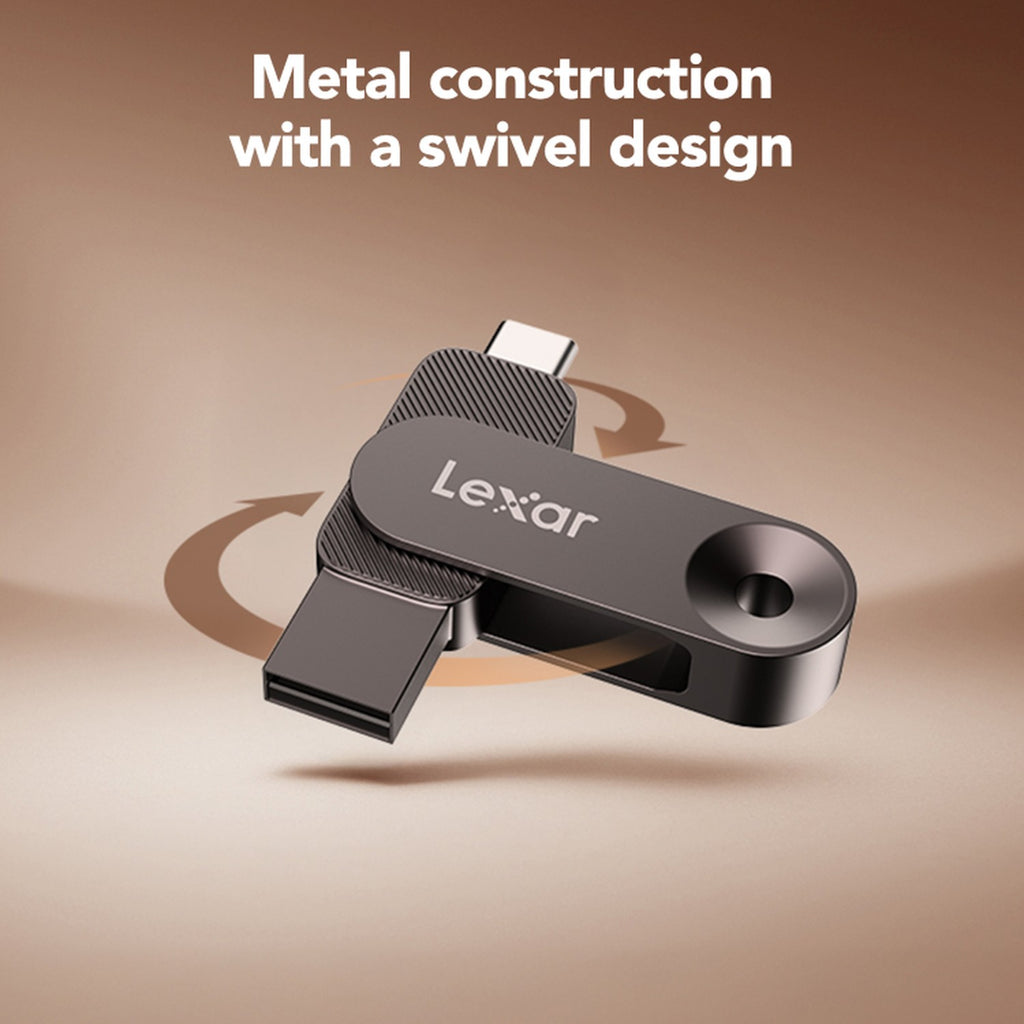 Lexar JumpDrive D500 metal swivel design with dual connectors