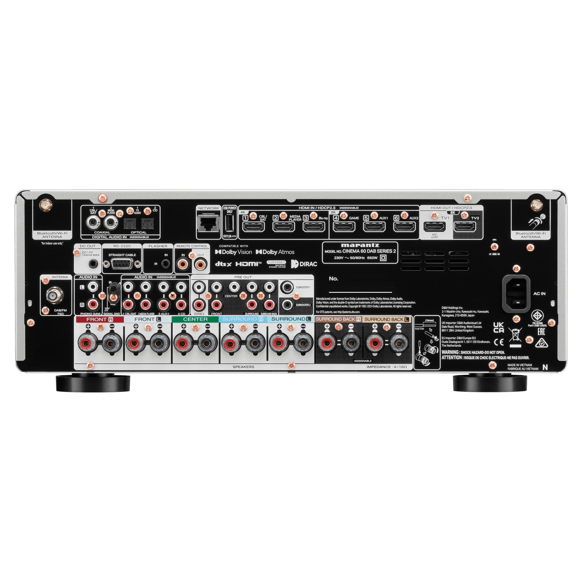 Marantz CINEMA 60 DAB Series 2, Silver Gold, rear connections